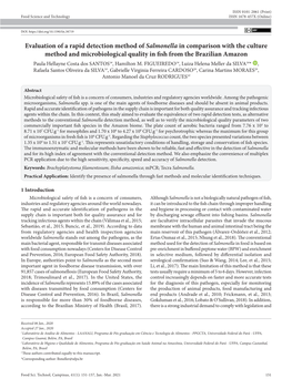 Evaluation of a Rapid Detection Method of Salmonella in Comparison with the Culture Method and Microbiological Quality in Fish F