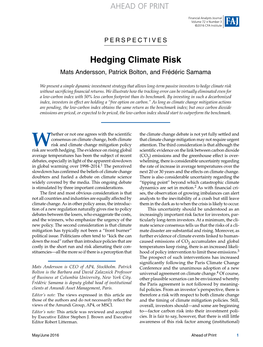 Hedging Climate Risk Mats Andersson, Patrick Bolton, and Frédéric Samama