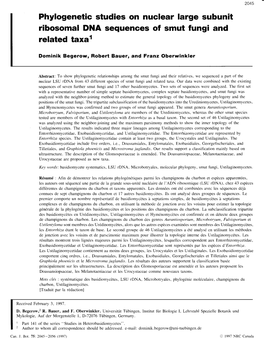 Phylogenetic Studies on Nuclear Large Subunit Ribosomal DNA Sequences of Smut Fungi and Related Taxar