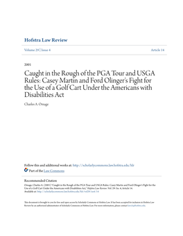 Caught in the Rough of the PGA Tour and USGA Rules: Casey Martin And