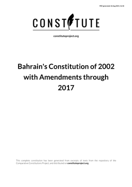 Bahrain's Constitution of 2002 with Amendments Through 2017