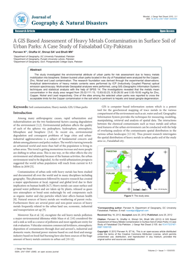 A GIS Based Assessment of Heavy Metals Contamination in Surface