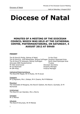 Diocese of Natal Held on Saturday, 4 August 2012