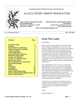 Acacia Study Group Newsletter