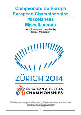 Campeonato De Europa European Championships Misceláneas Miscellaneous Compilado Por / Compiled by - Miguel Villaseñor