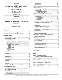 State Board of Geological Survey of Michigan for the Year 1907