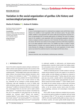 Variation in the Social Organization of Gorillas:Life History And