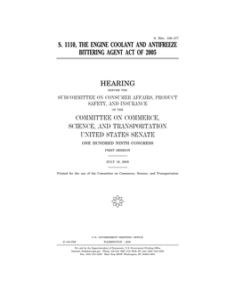 S. 1110, the Engine Coolant and Antifreeze Bittering Agent Act of 2005