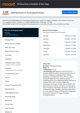 6K Bus Time Schedule & Line Route