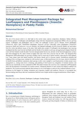 Integrated Pest Management Package for Leafhoppers and Planthoppers (Insecta: Hemiptera) in Paddy Fields