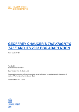 Geoffrey Chaucer's the Knight's Tale and Its 2003