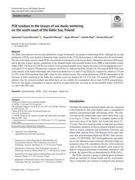 PCB Residues in the Tissues of Sea Ducks Wintering on the South Coast of the Baltic Sea, Poland