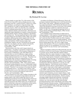The Mineral Indutry of Russia in 1998