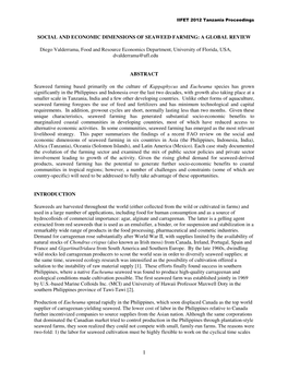 Social and Economic Dimensions of Seaweed Farming: a Global Review