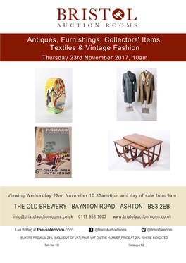 Antiques, Furnishings, Collectors' Items, Textiles & Vintage Fashion