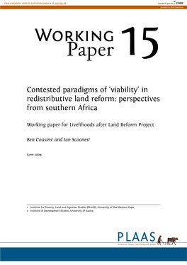 'Viability' in Redistributive Land Reform : Perspectives from Southern Africa
