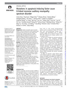 Mutations in Apoptosis-Inducing Factor Cause X-Linked Recessive Auditory