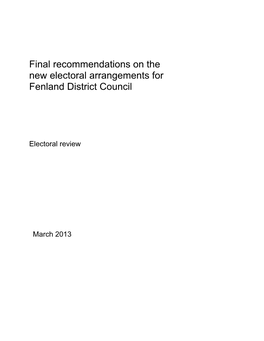 Final Recommendations on the New Electoral Arrangements for Fenland District Council