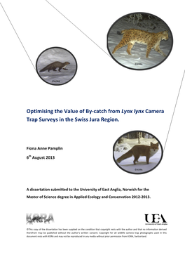 Optimising the Value of By-Catch from Lynx Lynx Camera Trap Surveys in the Swiss Jura Region