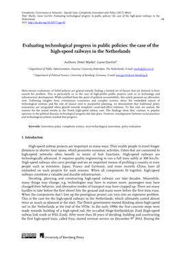 Evaluating Technological Progress in Public Policies: the Case of the High-Speed Railways in the Netherlands