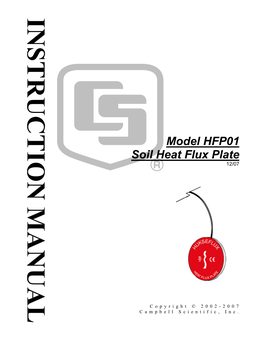 Model HFP01 Soil Heat Flux Plate 12/07