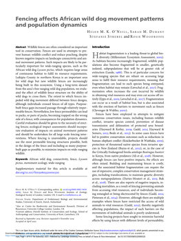 Fencing Affects African Wild Dog Movement Patterns and Population Dynamics