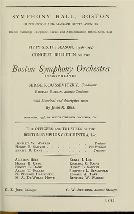 Boston Symphony Orchestra Concert Programs, Season 56,1936-1937, Subscription Series