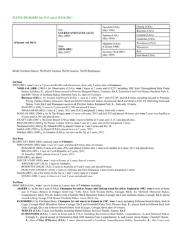 EDITED PEDIGREE for 2011 out of JEED (IRE)