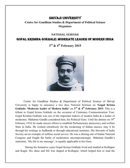 Gopal Krishna Gokhale: Moderate Leader of Modern India