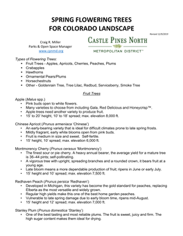 SPRING FLOWERING TREES for COLORADO LANDSCAPE Revised 12/9/2019