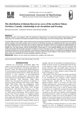 The Distribution of Diatom Flora in Ice Caves