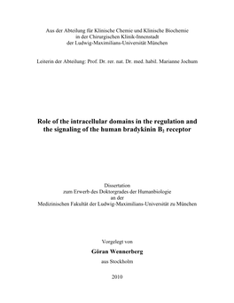 Role of the Intracellular Domains in the Regulation and the Signaling of the Human Bradykinin B2 Receptor