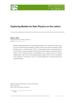 Exploring Models for New Physics on the Lattice