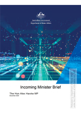 Incoming Minister's Brief, the Hon Alex Hawke MP December 2020