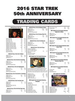 TRADING CARDS 2016 STAR TREK 50Th ANNIVERSARY