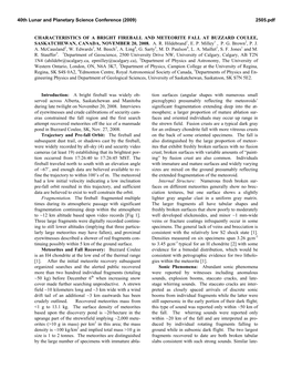 Characteristics of a Bright Fireball and Meteorite Fall at Buzzard Coulee, Saskatchewan, Canada, November 20, 2008