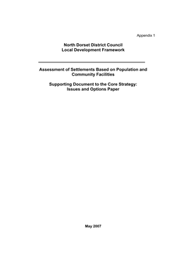 Assessment of Settlements Based on Population and Community Facilities