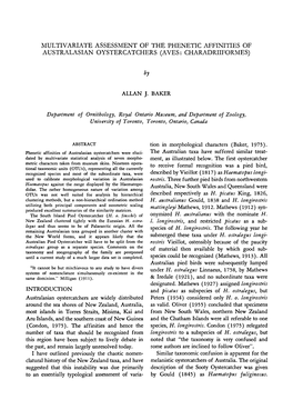 (Aves: Charadriiformes) by of Ornithology, Previously the Chaotic Ostralegus Longi