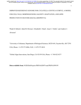 Improved Reference Genome for Cyclotella Cryptica Ccmp332, a Model