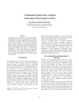 A Minimalist Model of the Artificial Autonomous Moral Agent (AAMA)