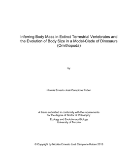 Inferring Body Mass in Extinct Terrestrial Vertebrates and the Evolution of Body Size in a Model-Clade of Dinosaurs (Ornithopoda)