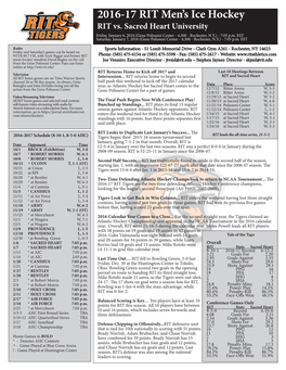 2016-17 RIT Men's Ice Hockey