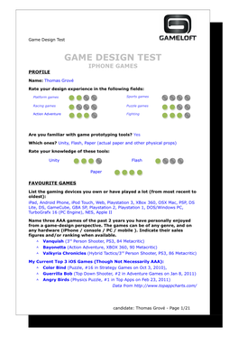 Game Design Test