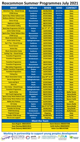 Roscommon Summer Programmes July 2021