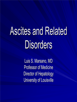 Ascites and Related Disorders