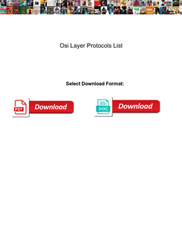 Osi Layer Protocols List
