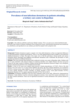 Prevalence of Non-Infectious Dermatoses in Patients Attending a Tertiary Care Center in Rajasthan