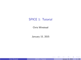 SPICE 1: Tutorial