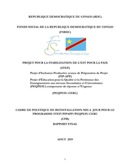 Fonds Social De La Republique Democratique Du Congo (Fsrdc)