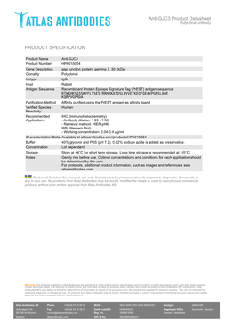 PRODUCT SPECIFICATION Anti-GJC3 Product Datasheet